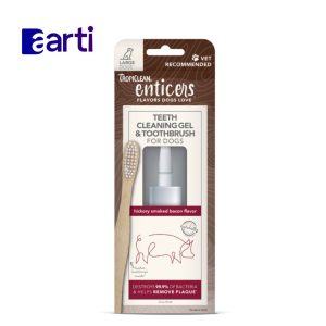 TropiClean Enticers Gel limpiador de dientes y cepillo de dientes Hickory Smoked Bacon Perros grandes 2oz