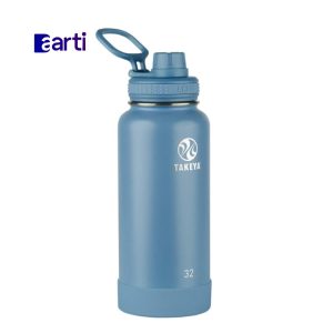 Takeya Actives - Botella de agua de acero inoxidable aislada al vacío de 32 onzas con tapa con popote