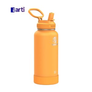 Takeya Actives - Botella de agua de acero inoxidable aislada al vacío de 32 onzas con tapa con popote