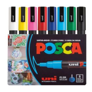 POSCA PC-3M, punta fina de 0,9 a 1,3 mm, en colores surtidos, paquete de 8